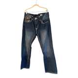 True Religion Ricky Super T Leather Trim Studded Jeans - Image 1