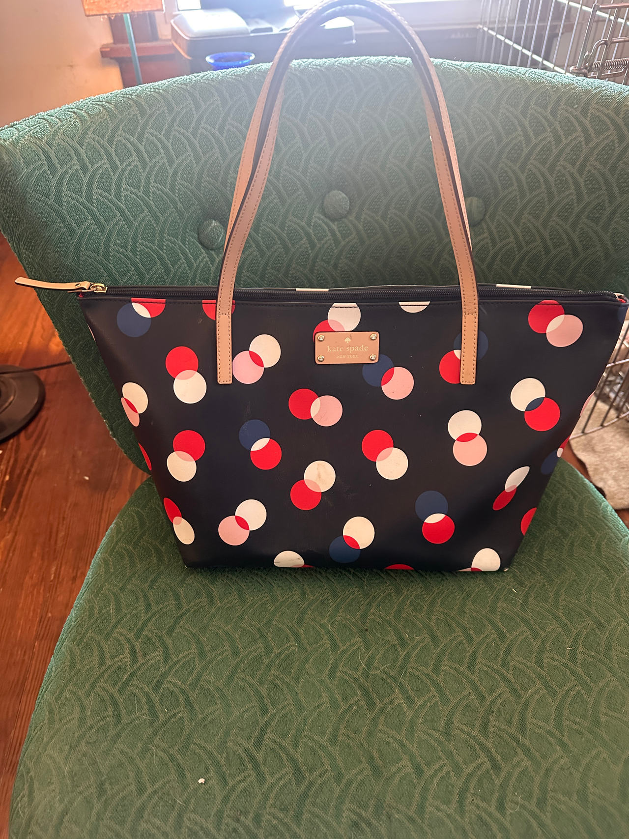 Kate Spade Polka Dot navy red white pink. Tote Bag