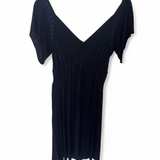 Black Studded V-Neck Dress with Flutter Sleeves - Image 2