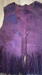 Vintage Purple Suede Fringe Vest: festival, boho, hippie, western - Image 2