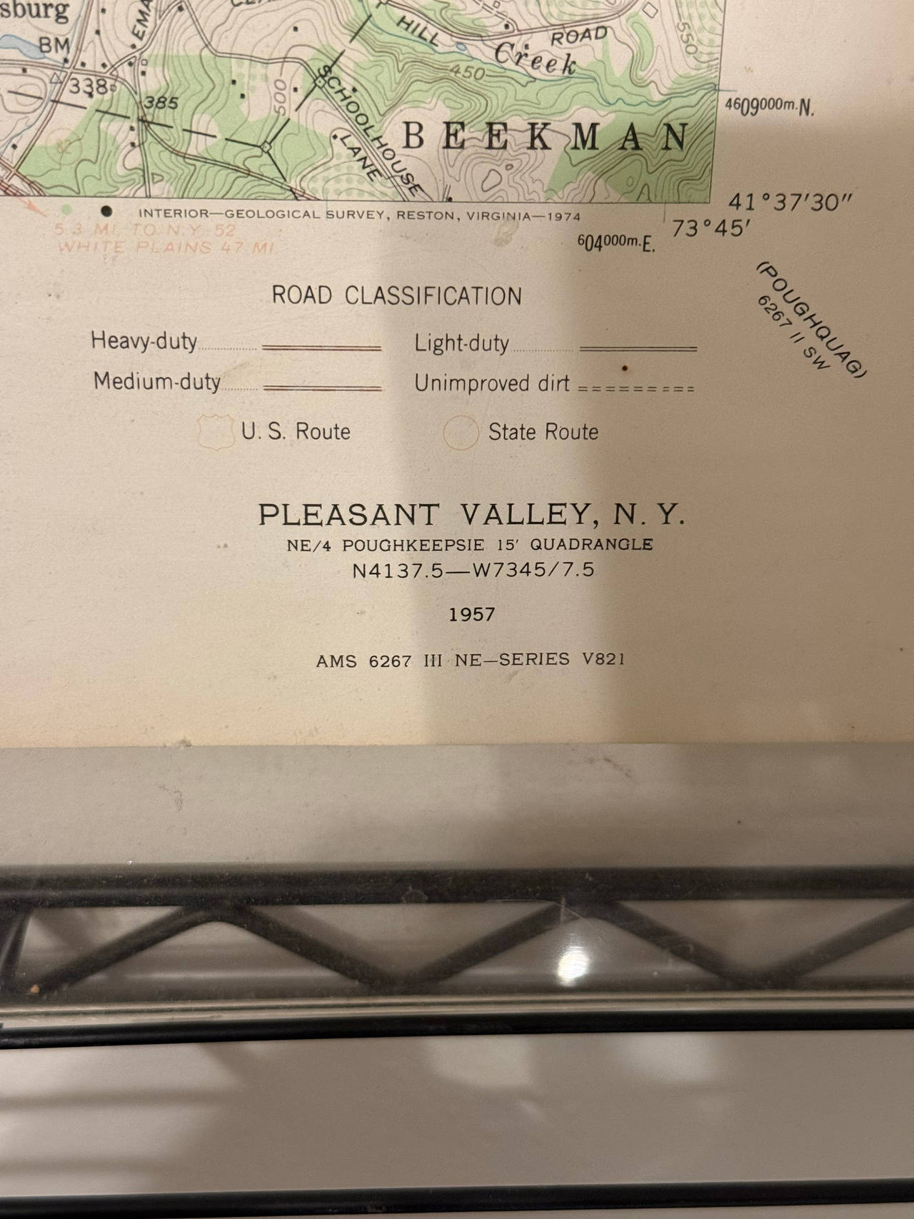 1957 USGS Topographic Map Pleasant Valley NY