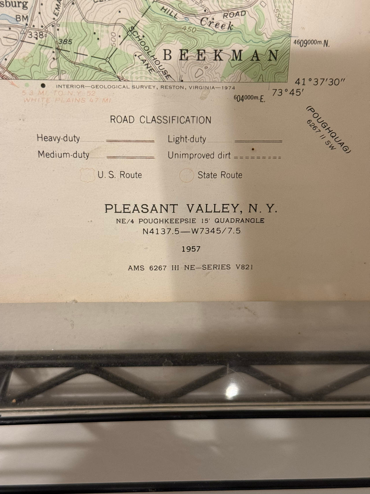 1957 USGS Topographic Map Pleasant Valley NY
