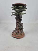 Tropical Palm Tree Monkey Pillar Candle Holder - Image 2