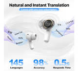 Active Noise Cancelling White Wireless Earbuds with Real Time Translation  - Image 2