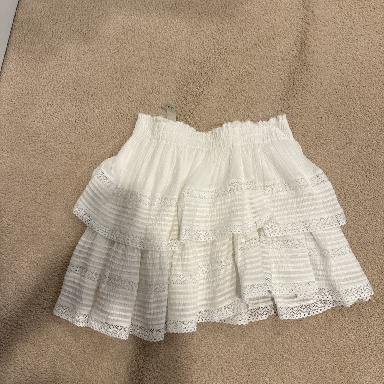 White Tiered Lace Skirt