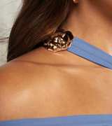 One Shoulder Ruched Ruffle Trim Maxi Dress - Image 3