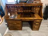 Solid Oak Roll Top Computer Desk Large! - Image 3