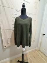 Hilary Radley Women's V-Neck Layered Sweater Olive - Image 1