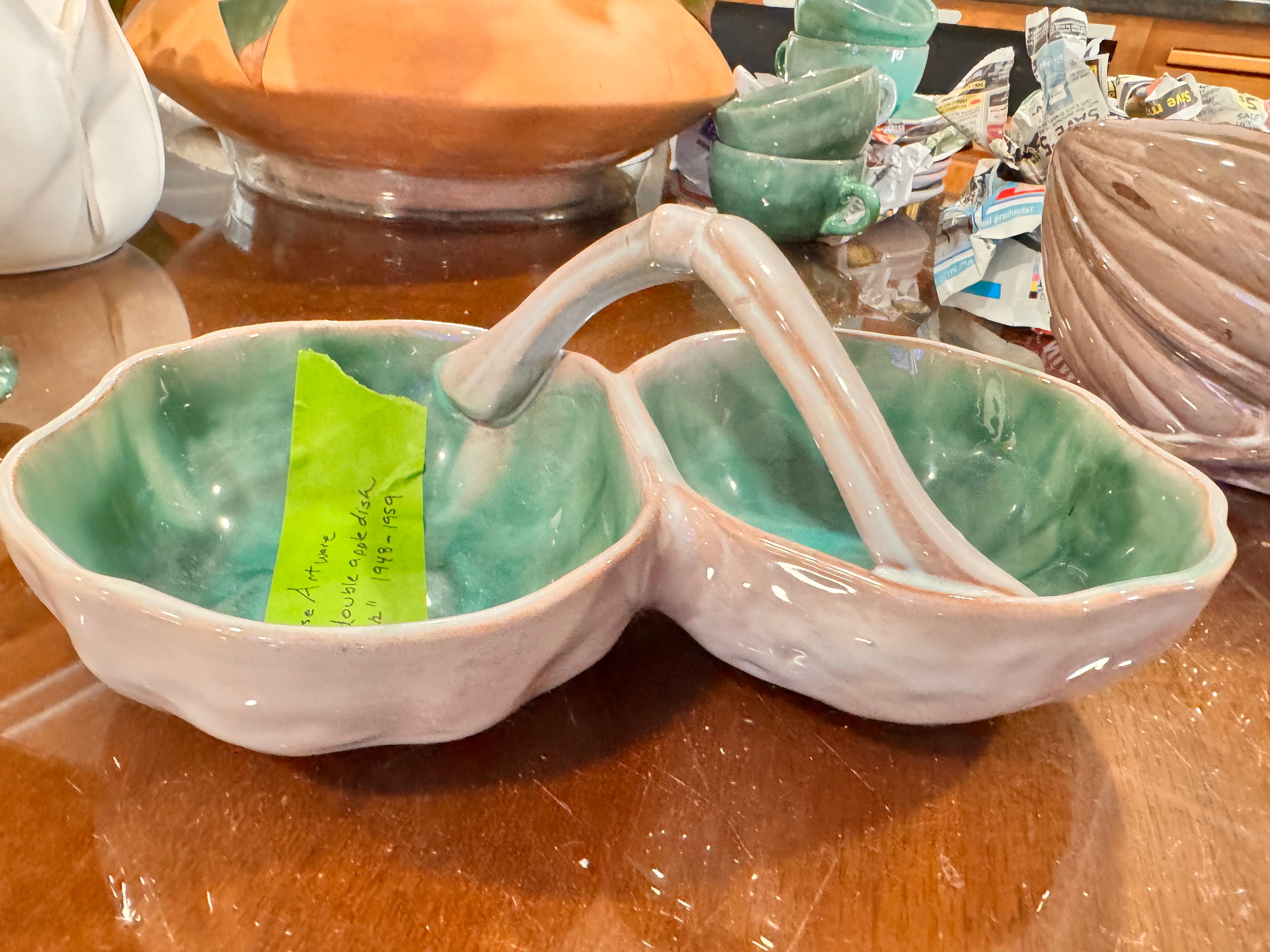 Vintage Stangl Pottery Terra Rose Double Bowl w/Handle #3784 - Image 3