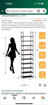 JOZ 7- Tier Foldable Metal Shoe Rack - Black - Image 2