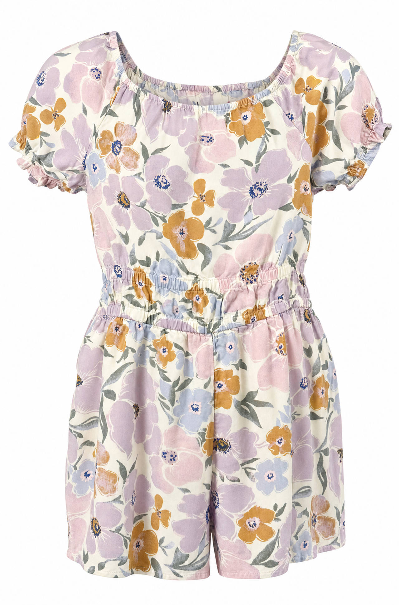 Cat & Jack Girls' Floral Puff Sleeve Romper