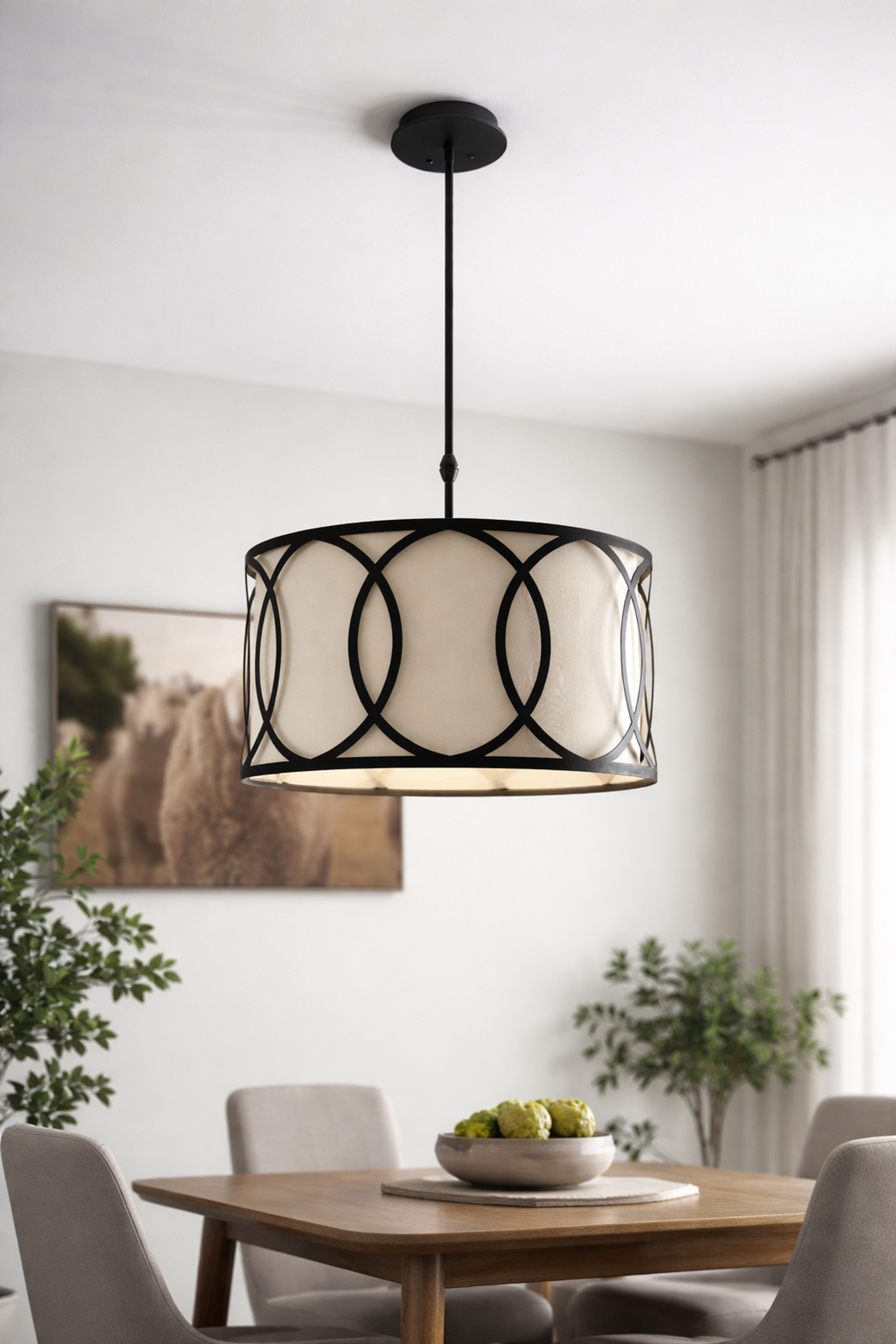 Modern Geometric Drum Pendant Light