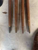 Vintage Mid-Century Modern Tapered Wood Table Legs with Brass Tips - Image 3