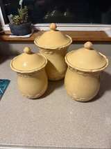 Chris Madden Felice set of three Yellow Canister’s  - Image 3