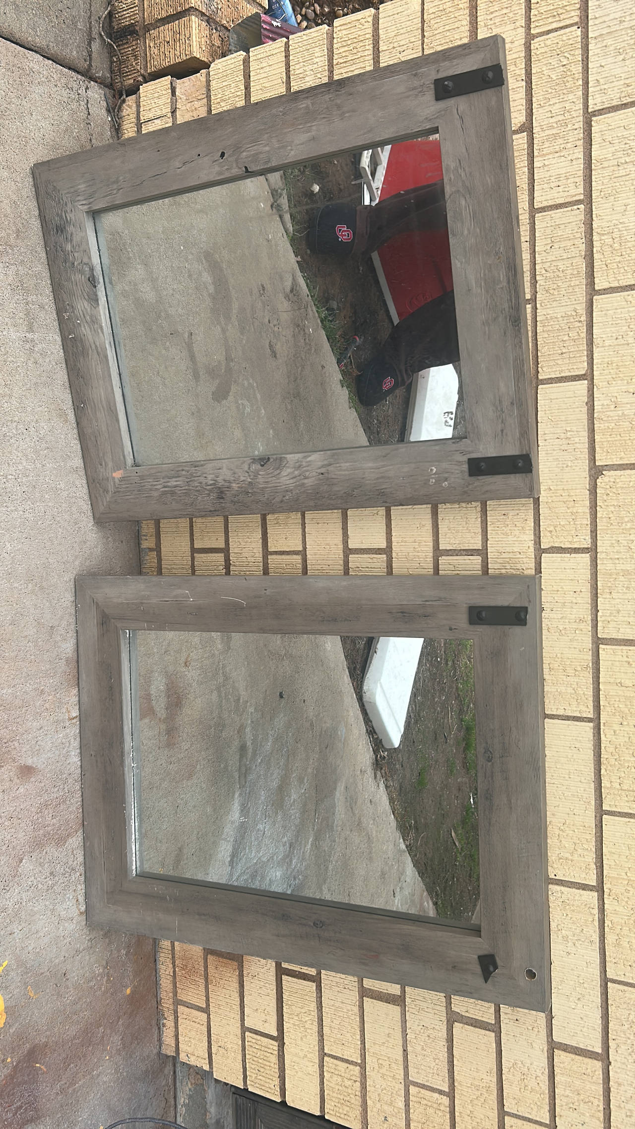 Rustic Barnwood Wall Mirror with Metal Accents