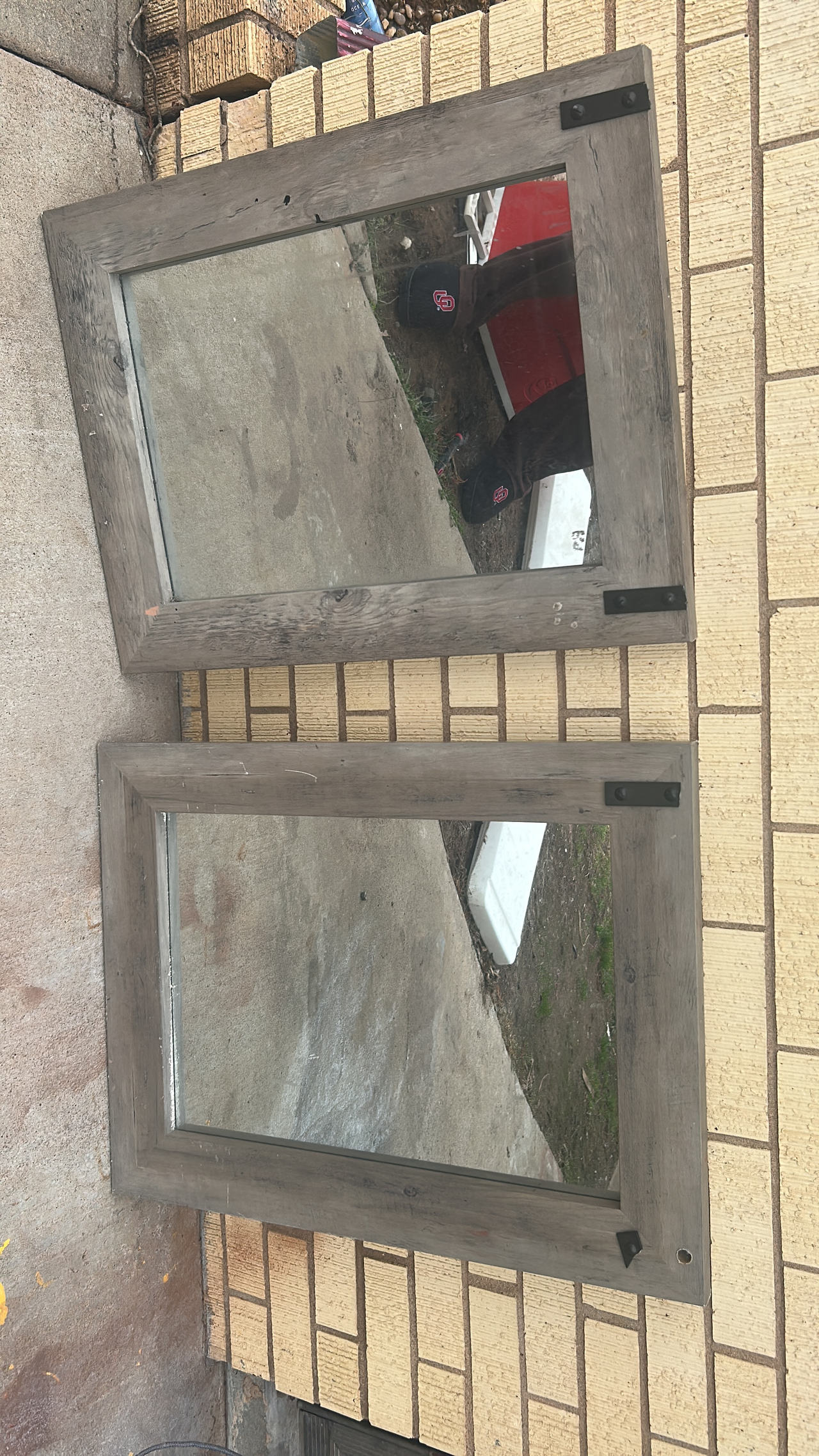 Rustic Barnwood Wall Mirror with Metal Accents