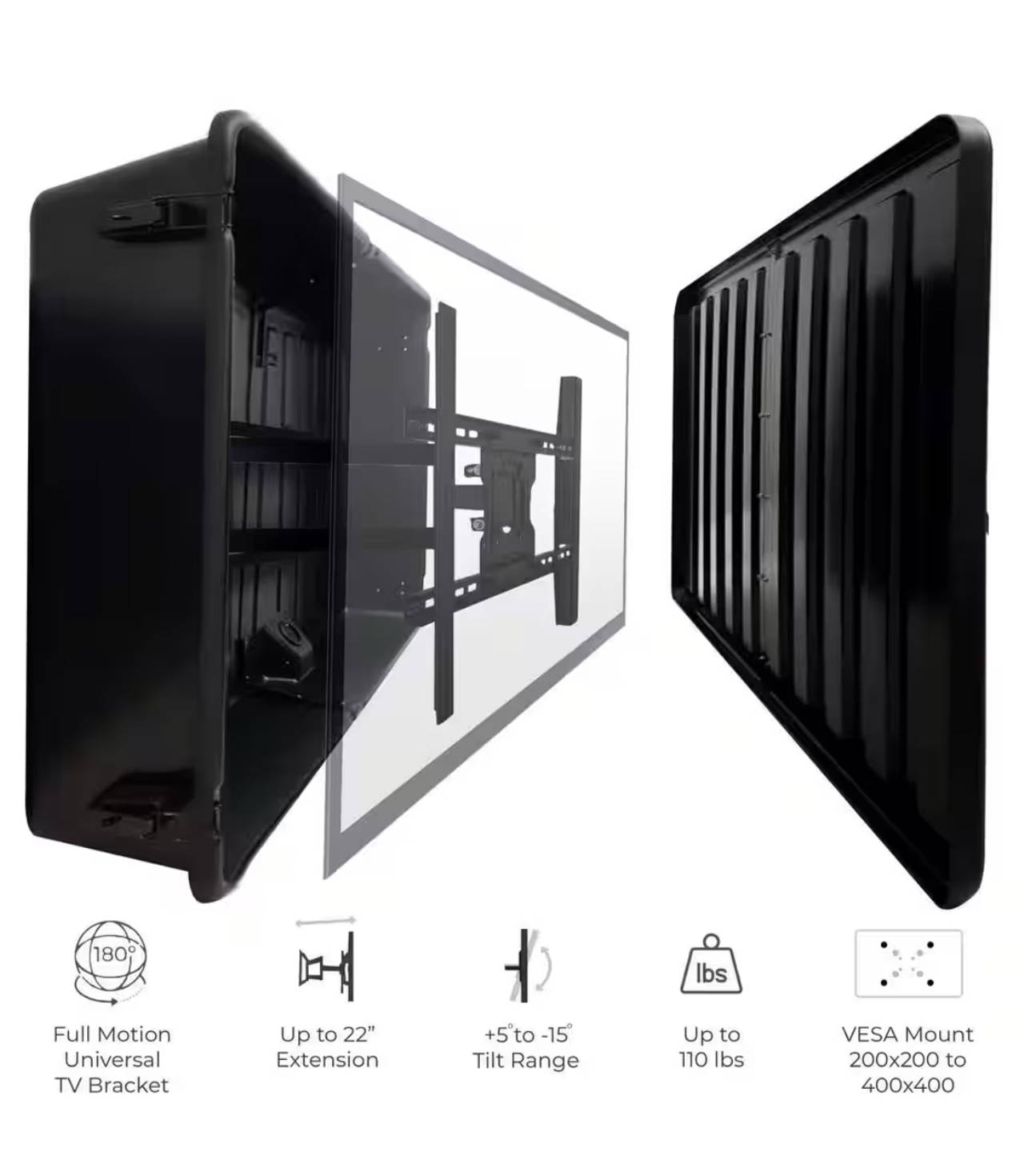Storm Shell SS-55 Outdoor TV Enclosure with Full Motion Mount for 44”-55” TV’s