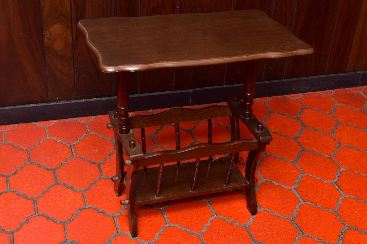 Vintage Solid Wood Magazine Rack Side Table