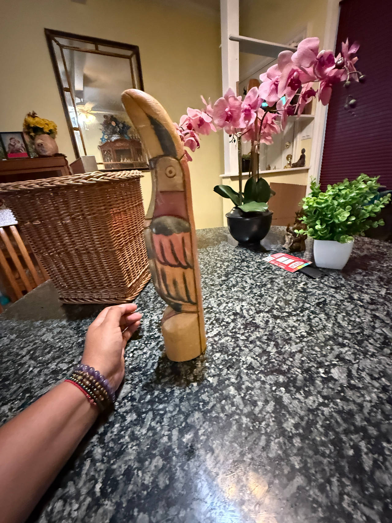 Hand-Carved Wooden Toucan Sculpture