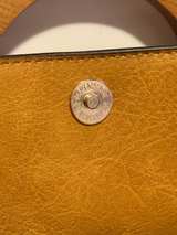 Mustard Yellow Faux Leather Clutch with Wooden Ring Accent - Image 3
