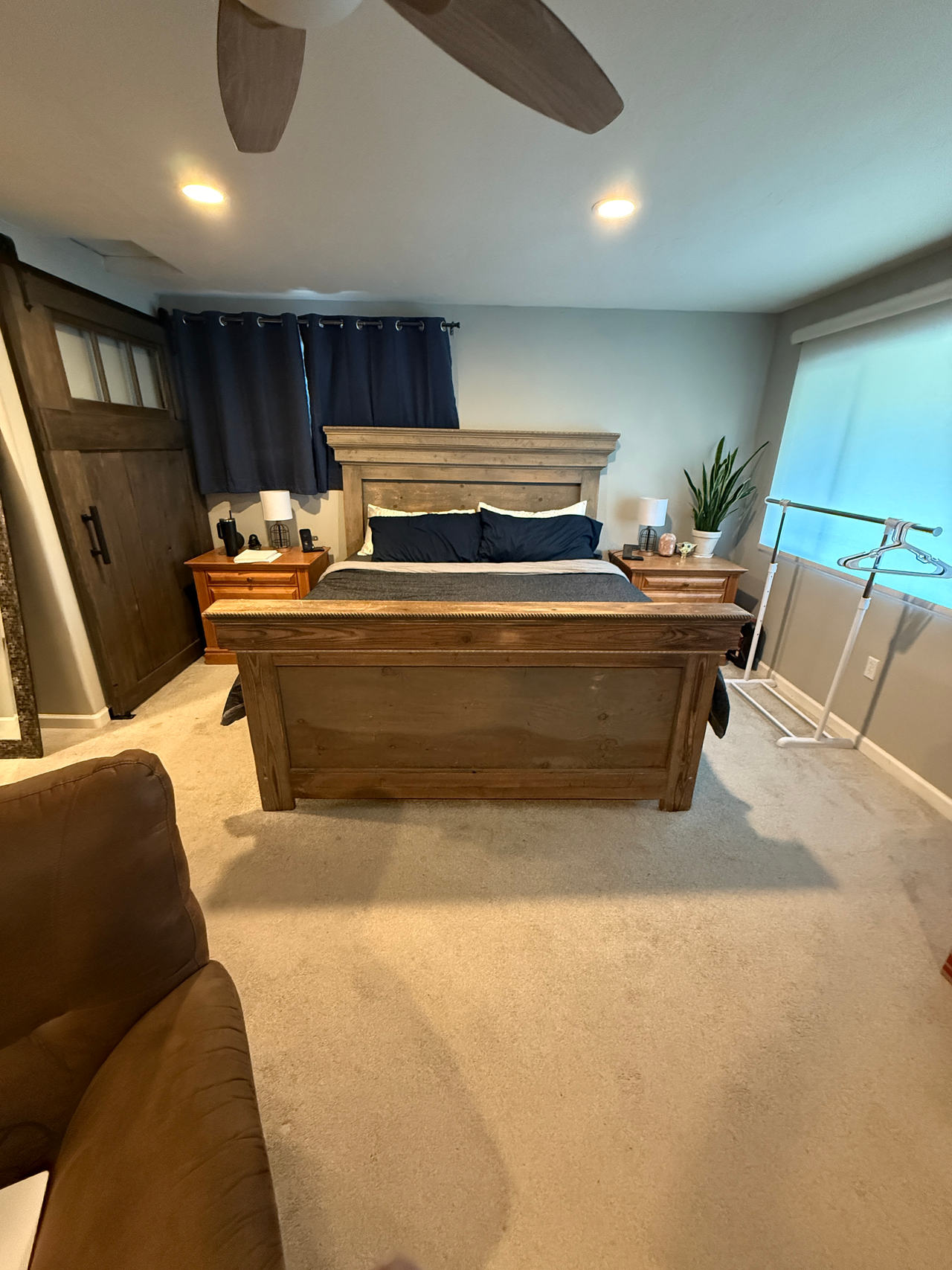 King Size Rustic Wooden Bed Frame and Mattress