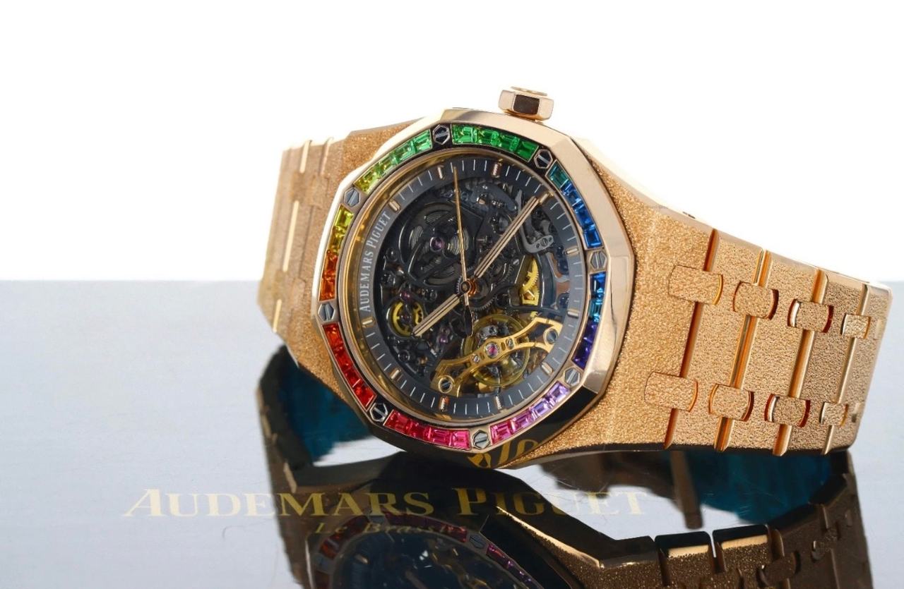 Audemars Piguet Royal Oak Double Balance Wheel Openworked Frosted Gold Rainbow