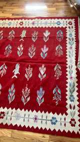 Vintage Handwoven Kilim Rug with Fish and Floral Pattern - Image 2
