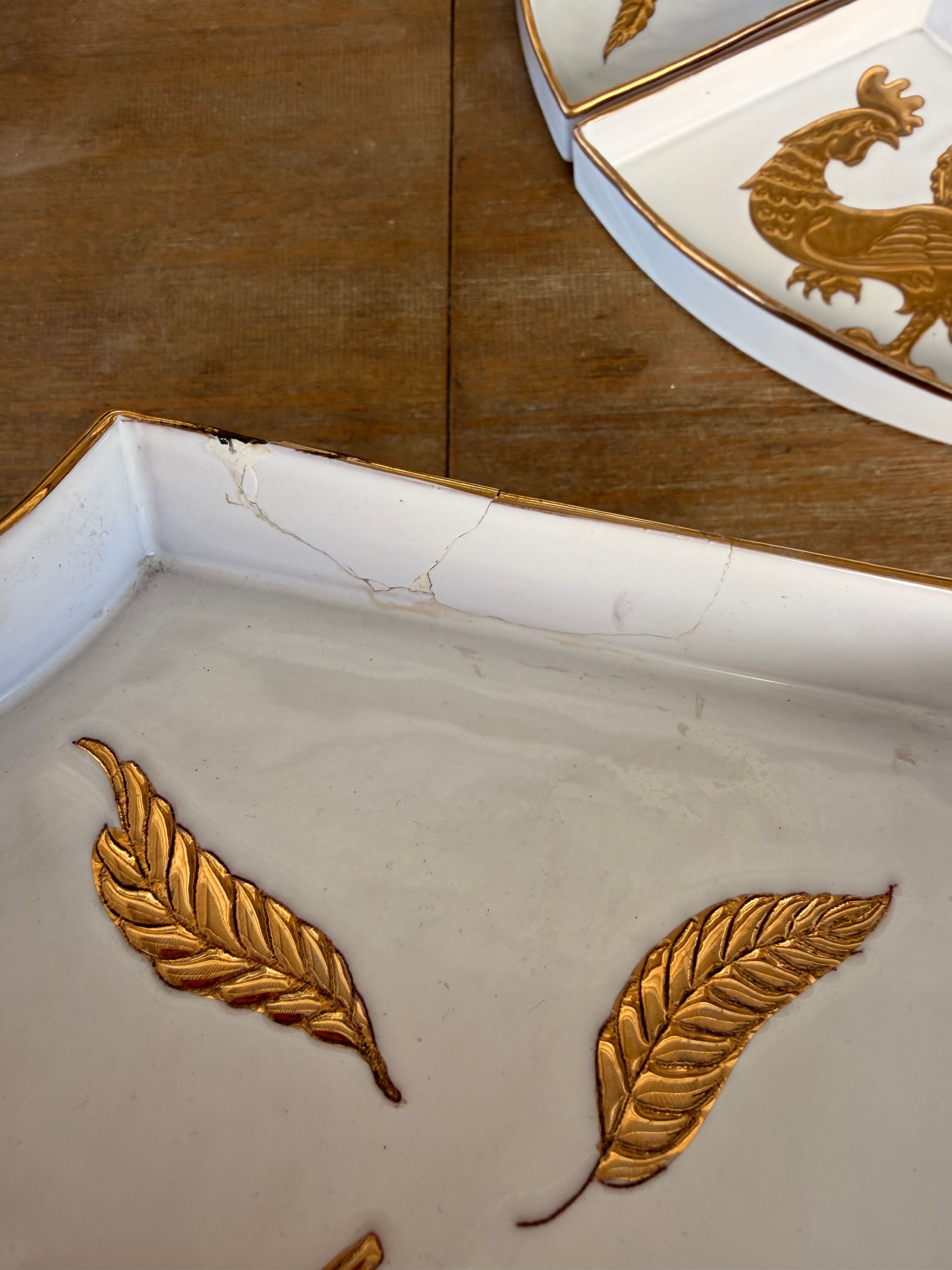 Hand-Painted Gilded Divided Serving Platter Charcuterie Saks Fifth Ave Original - Image 2