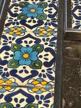 Handcrafted Tin and Talavera Tile Cross Wall Decor - Image 2