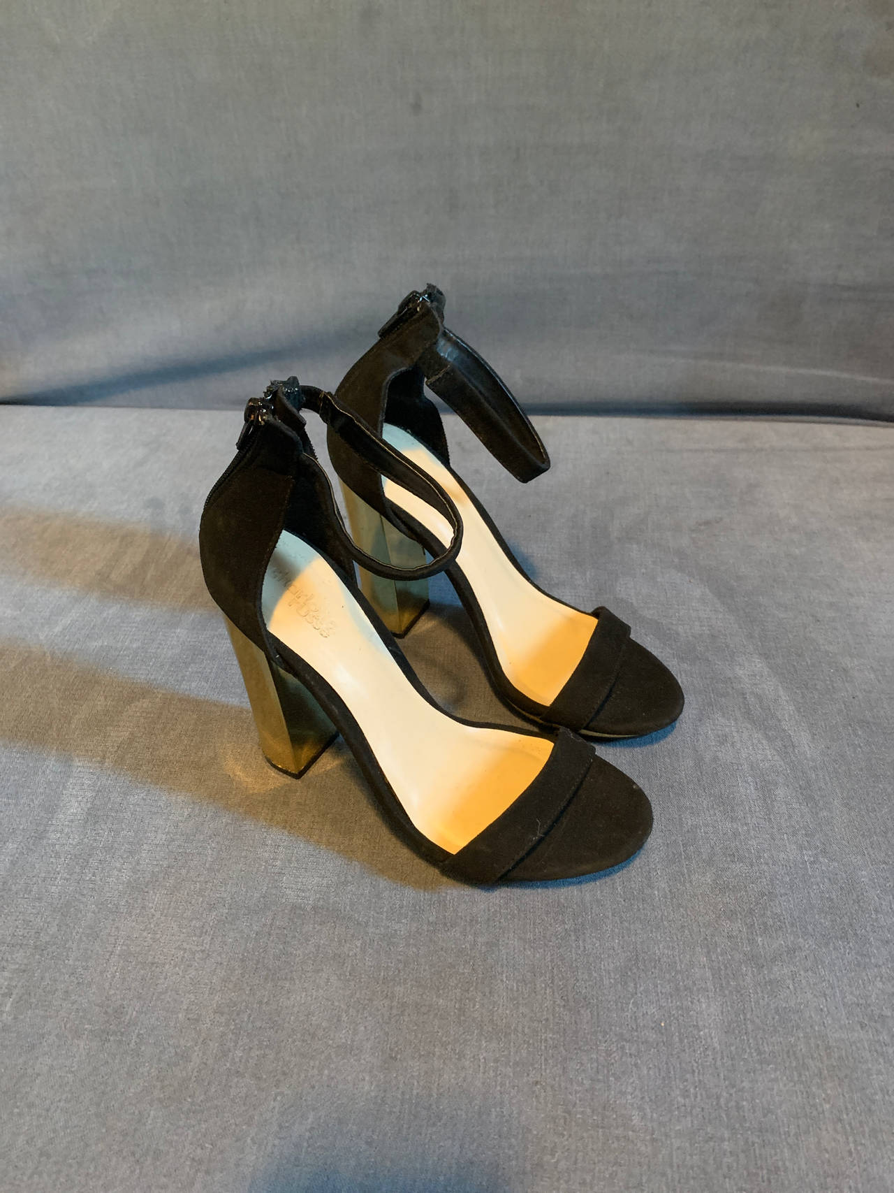 Black Block Heel Ankle Strap Sandals
