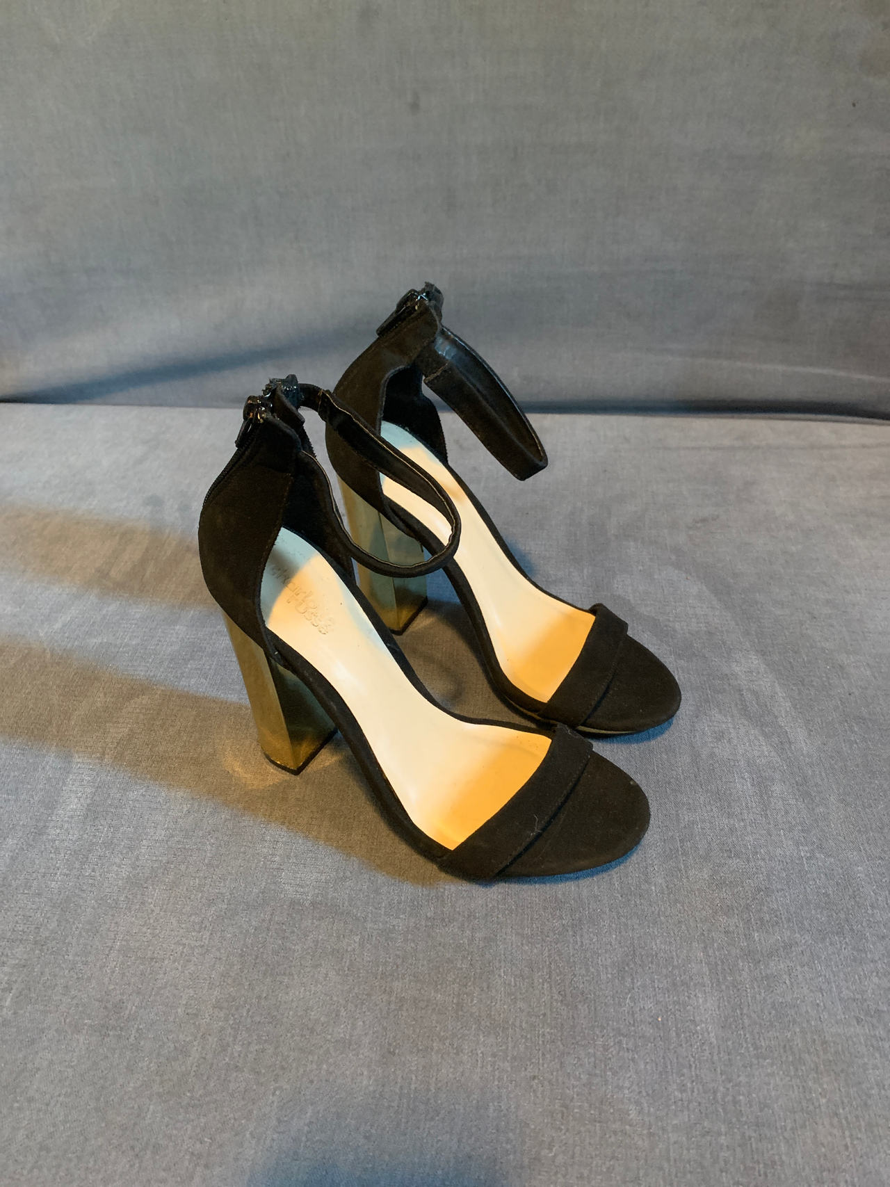 Black Block Heel Ankle Strap Sandals