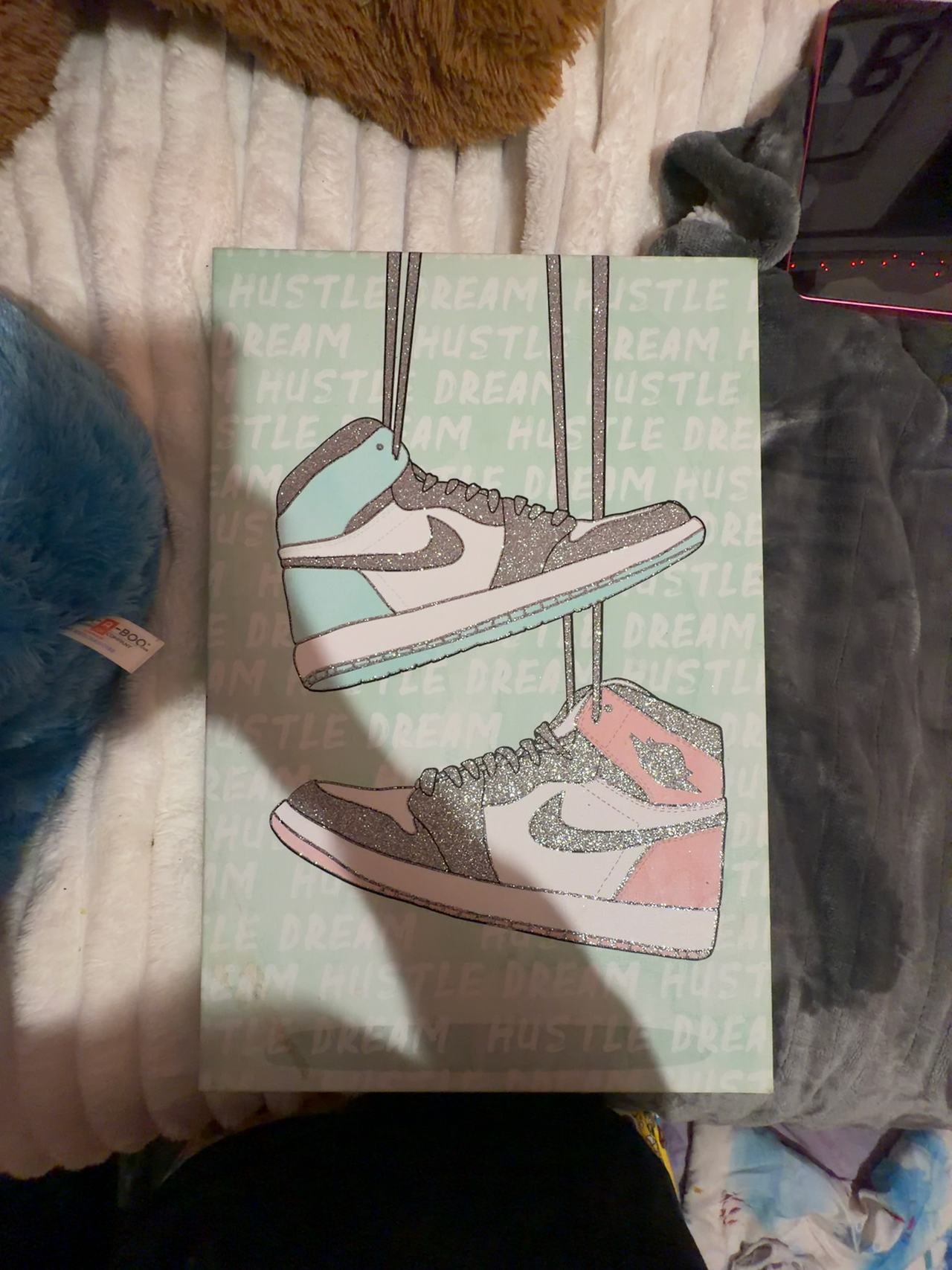 Nike Air jordan 1 blue and pink poster.