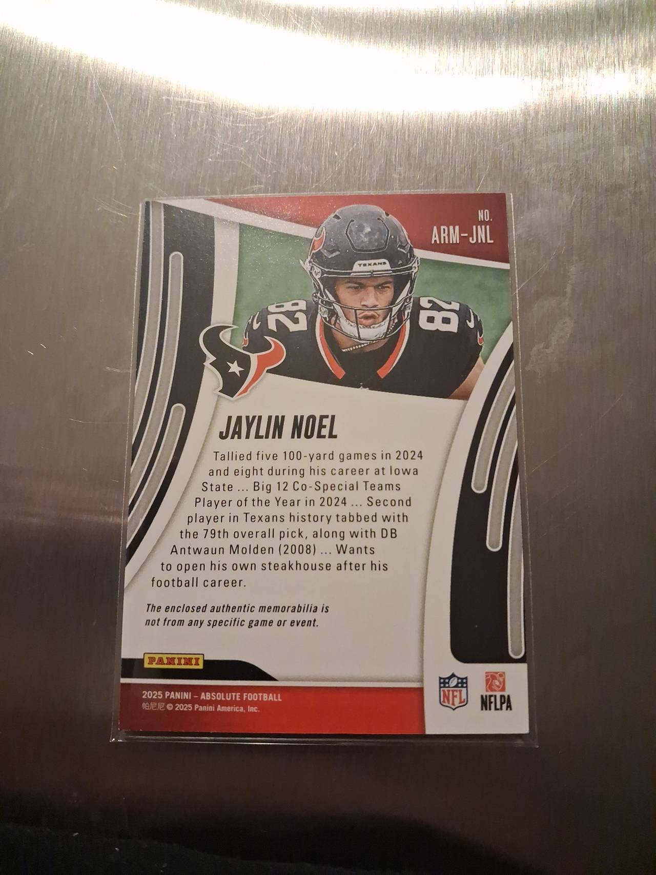2024 Panini Absolute Football Jaylin Noel Rookie Materials Jersey Card