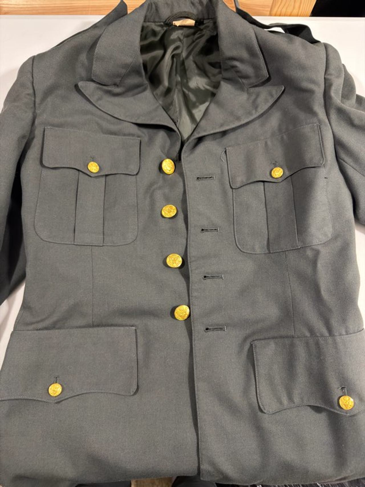 Vintage 1970s U.S. Army Class A Dress Uniform Set Jacket 38L Pants 30S Army Gree