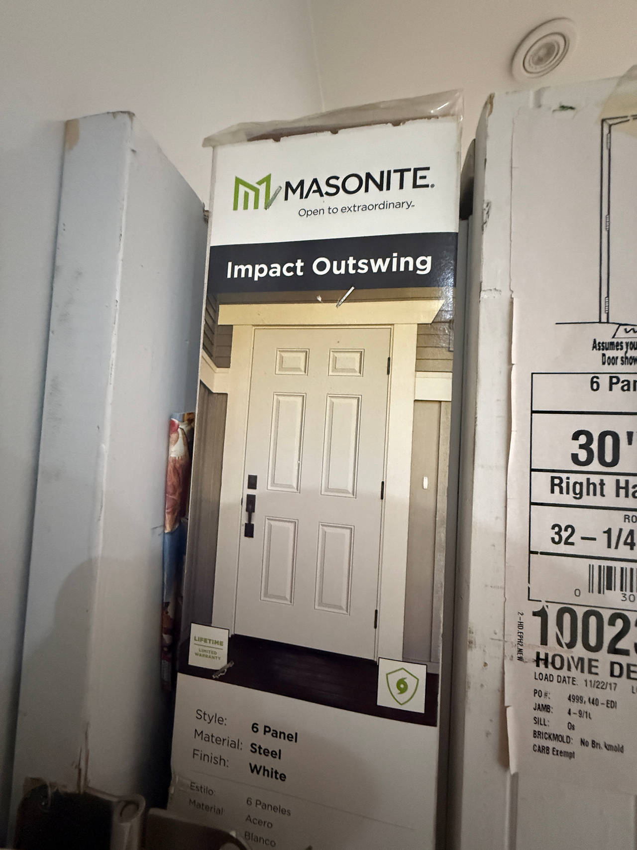 New Masonite 6-Panel Steel Impact Outswing Front Door white