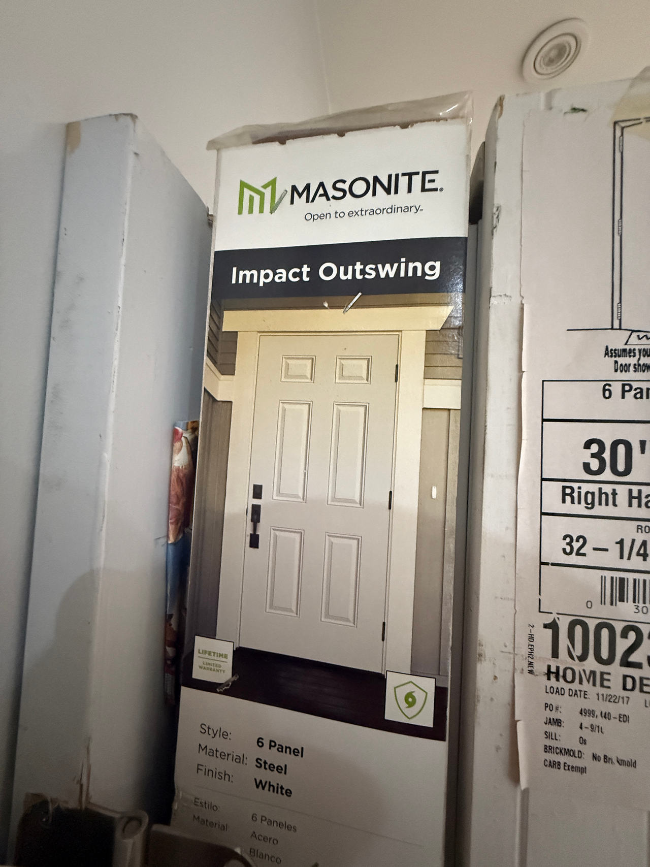 New Masonite 6-Panel Steel Impact Outswing Front Door white