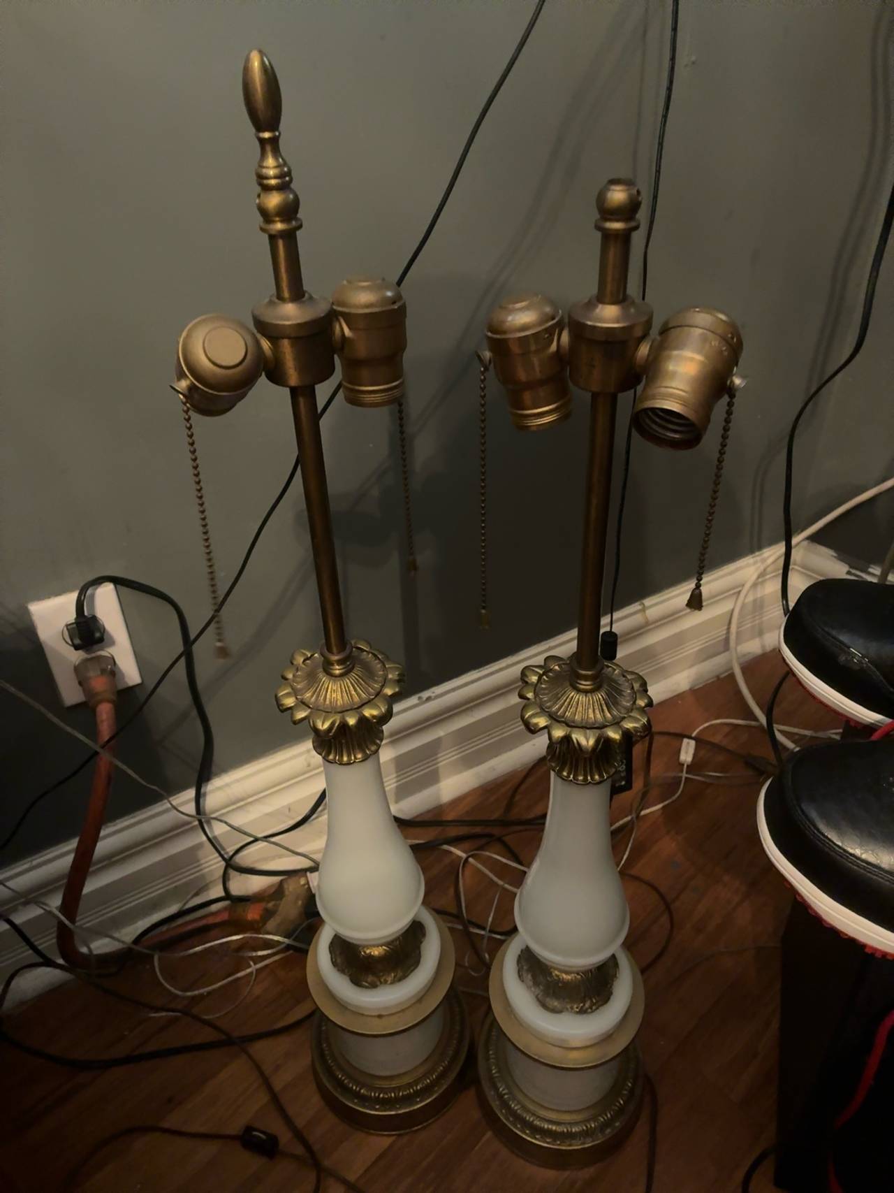 White Opaline Glass Table Lamp
