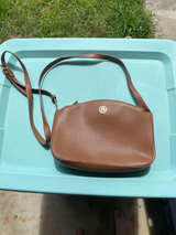 Anne Klein Brown Crossbody Bag Faux Leather Zip Top Small Purse - Image 1