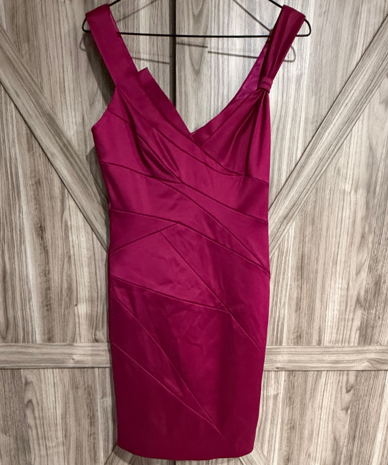 Max and Cleo Magenta Satin Pleated Dress Size 6
