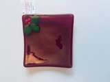 Linda Saxon Mix Red Holly Berries Fused Glass Dish - Image 1