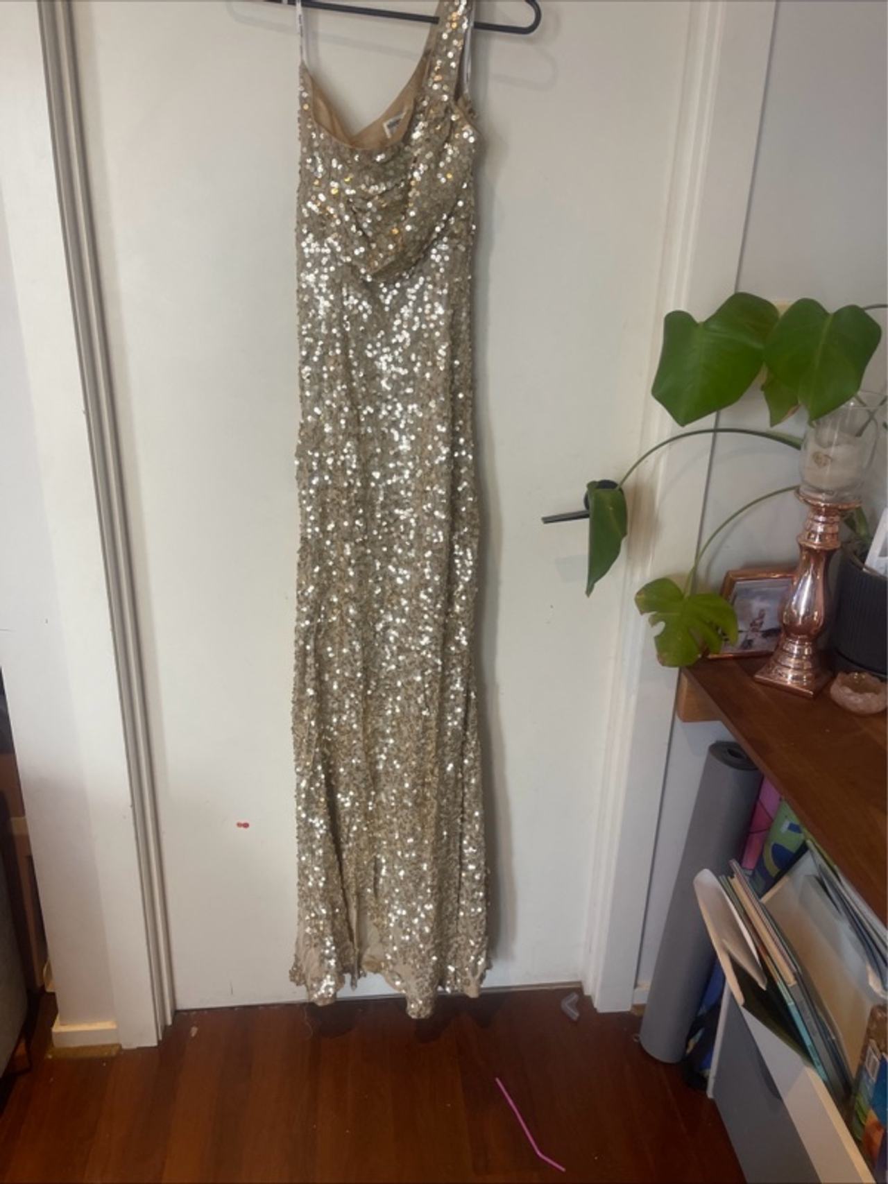 Gold Sequin Eileen Kirby Sydney Designer Prom Formal Dress sz 6au