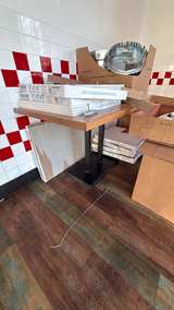 3 Solid Oak Restaurant Table with Metal Pedestal Base - Image 5
