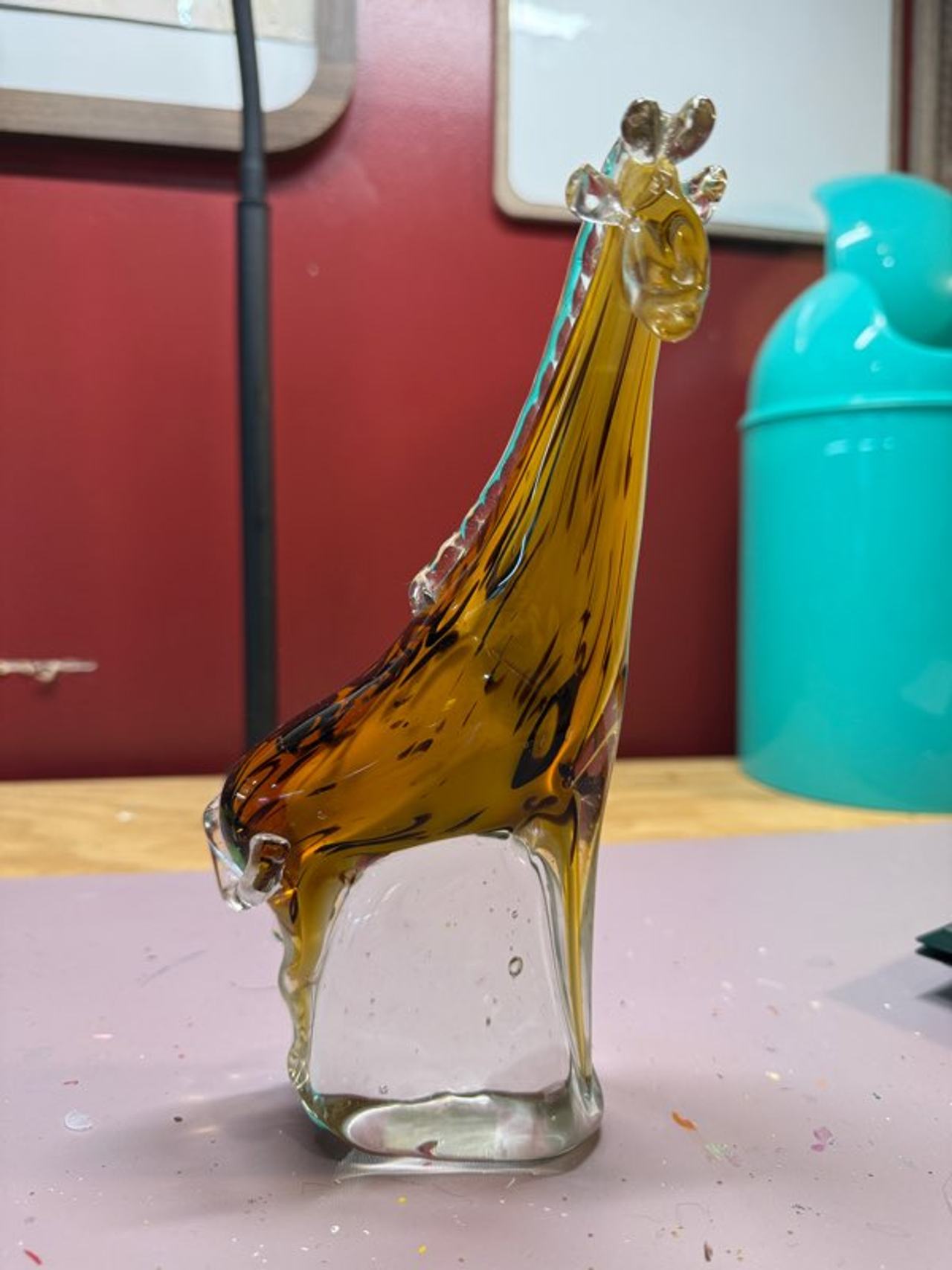 Hand Blown Glass Giraffe Figurine
