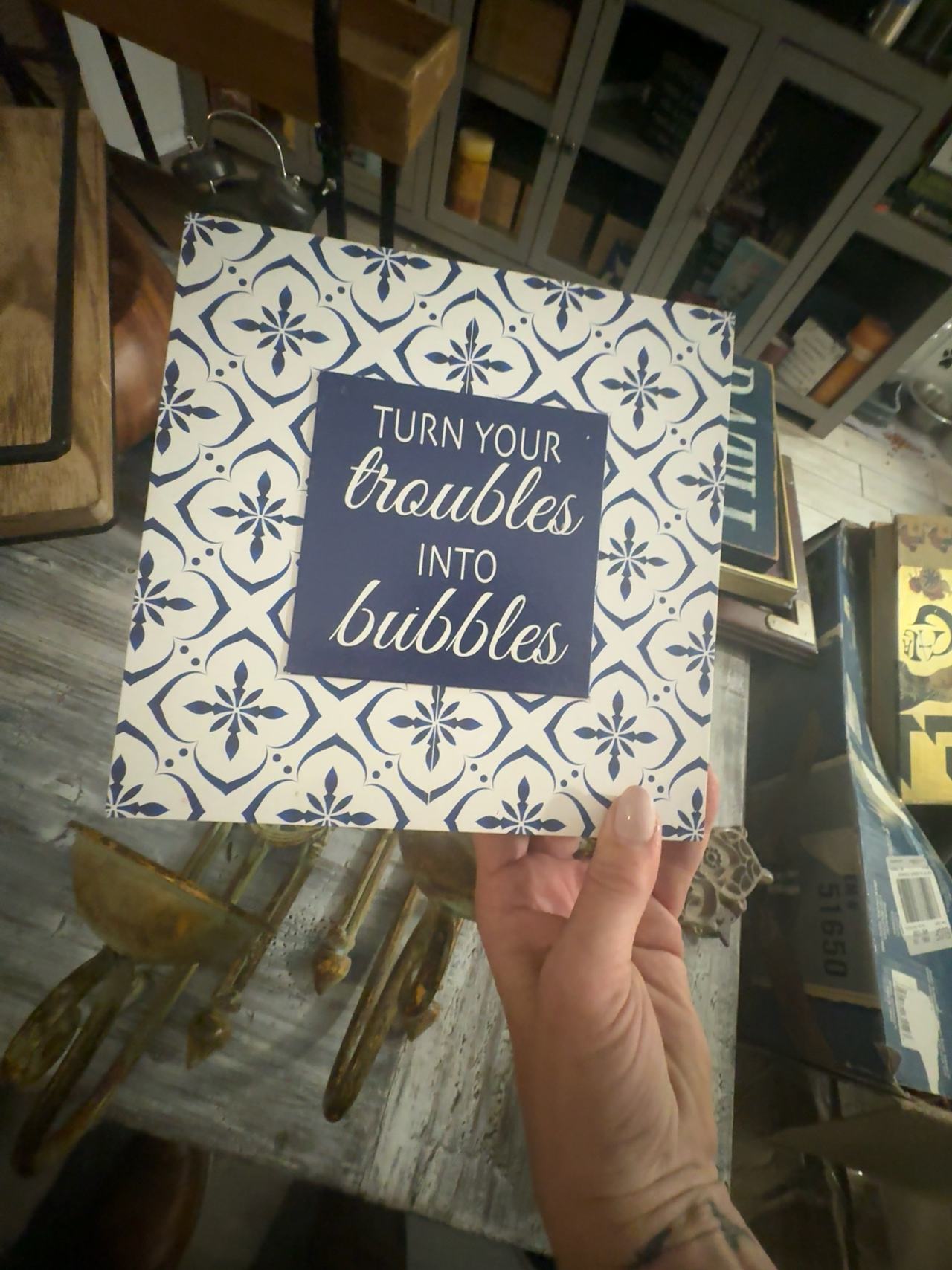 Turn Your Troubles Into Bubbles Wall Sign 8x8