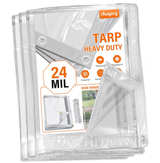 Clear Heavy Duty Tarp,Clear Vinyl Tarp with Grommets 8x12FT,24Mil Thick - Image 2