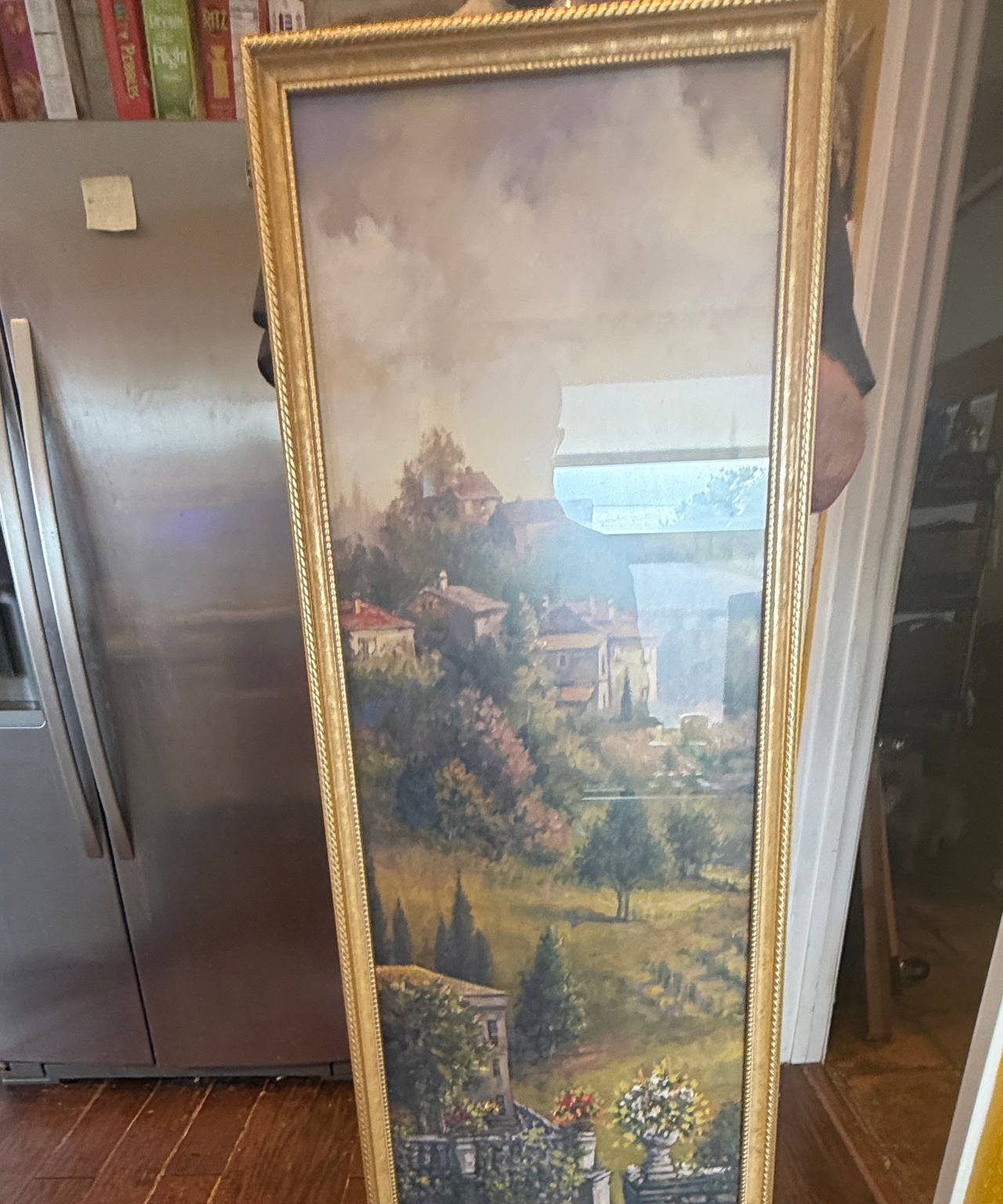 Framed Italian Hillside Landscape Art