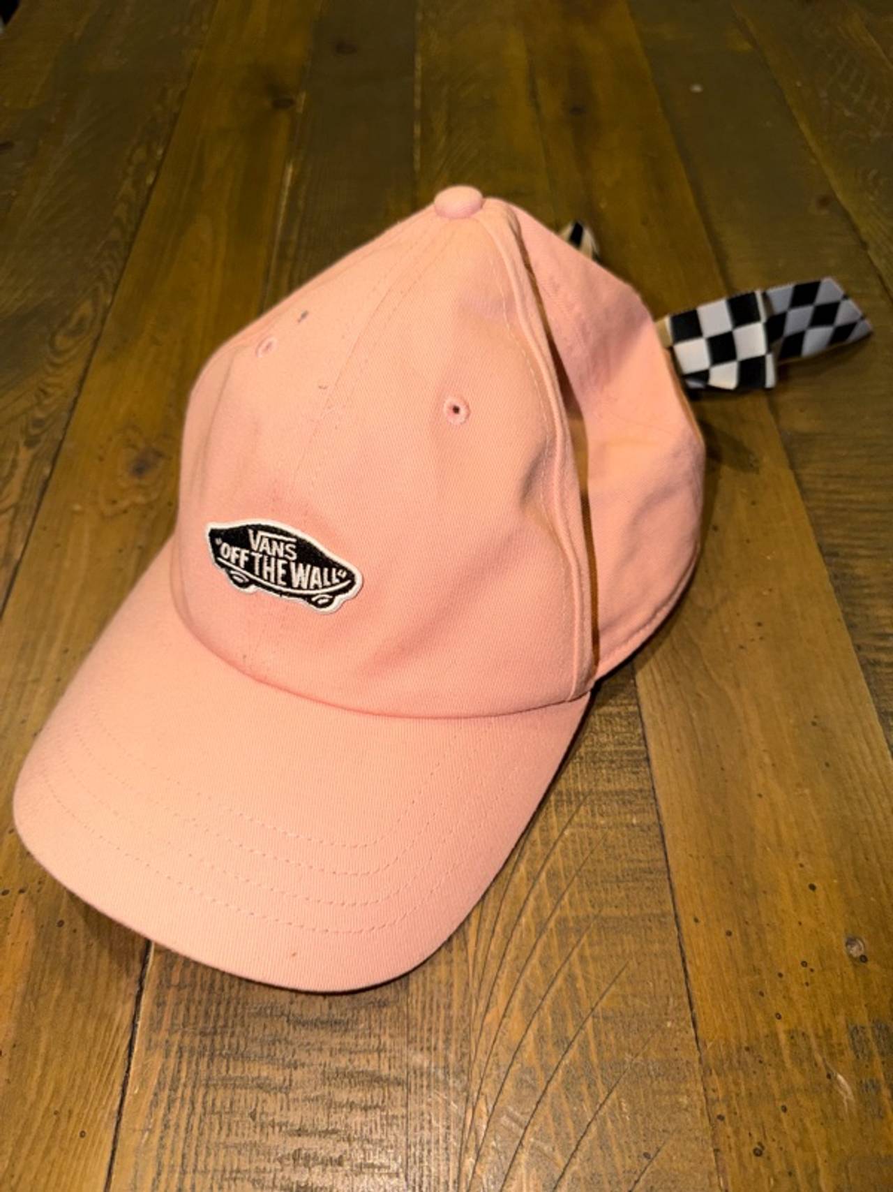Vans Pink Checkerboard Bow Logo Baseball Cap