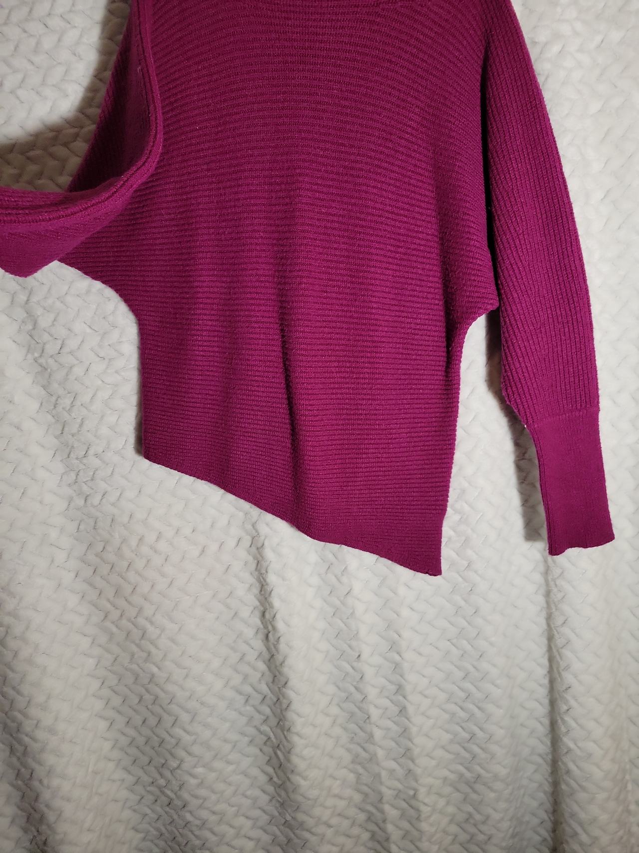 Asymmetrical Ribbed Dolman Sleeve Sweater sz L