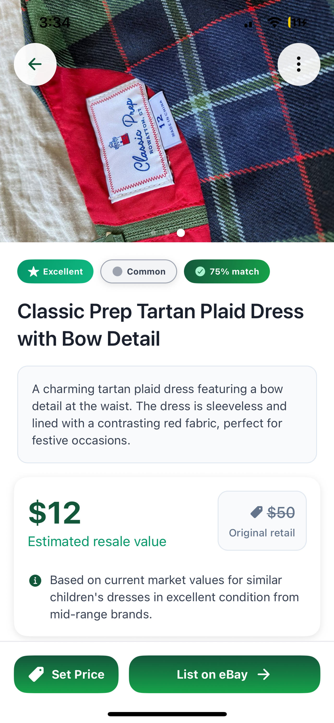 Classic Prep Holiday Plaid Dress Girls 12