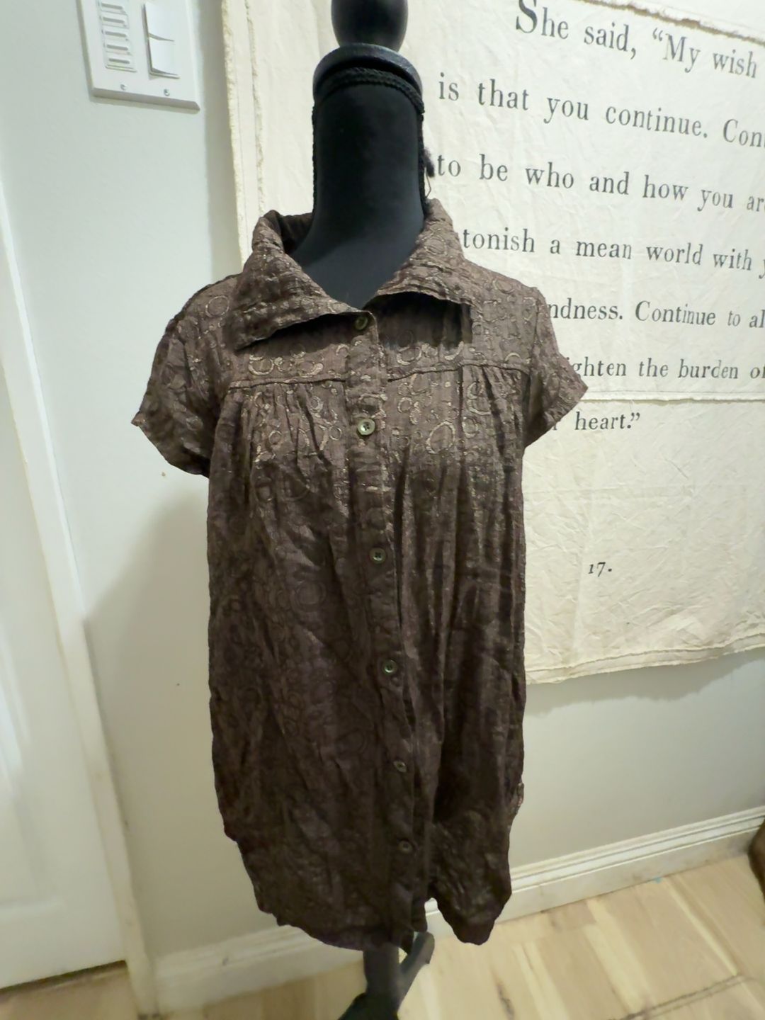 Short Sleeve Smock Shirt Chocolate Brown